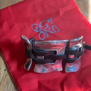 Uno se 50 sterling silver and leather bracelet